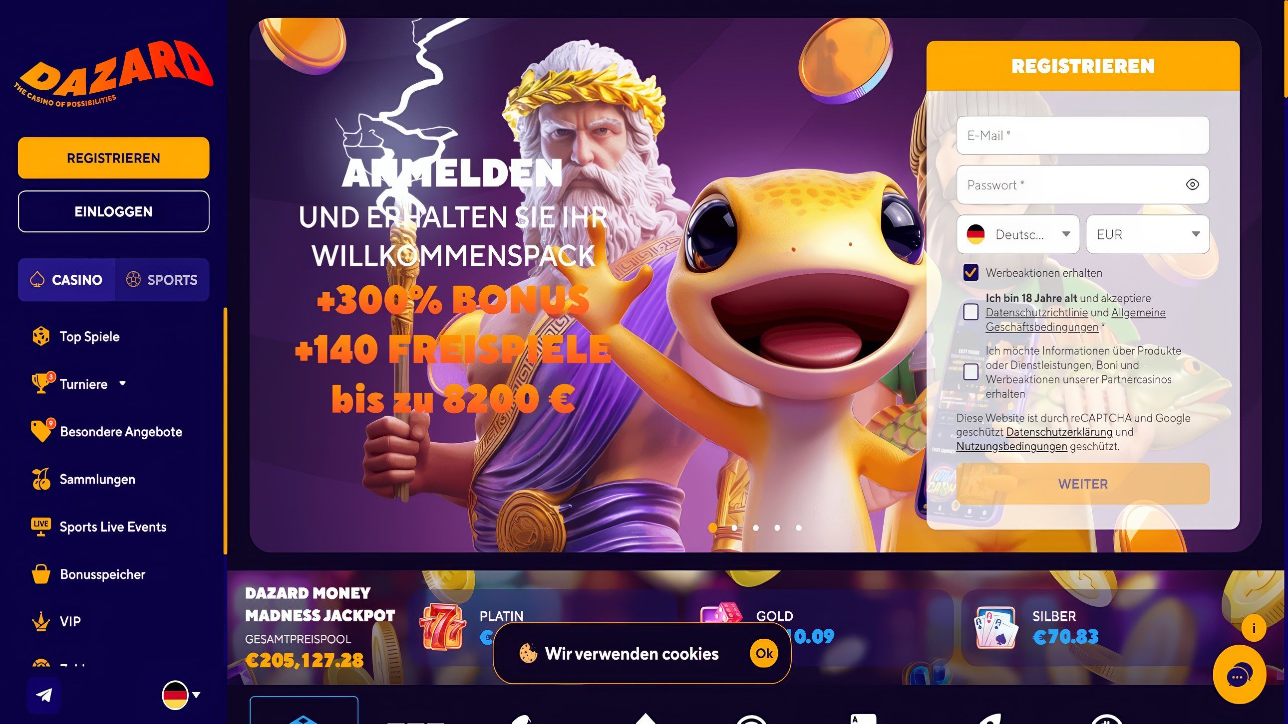 Dazard Casino desktop screenshot 1